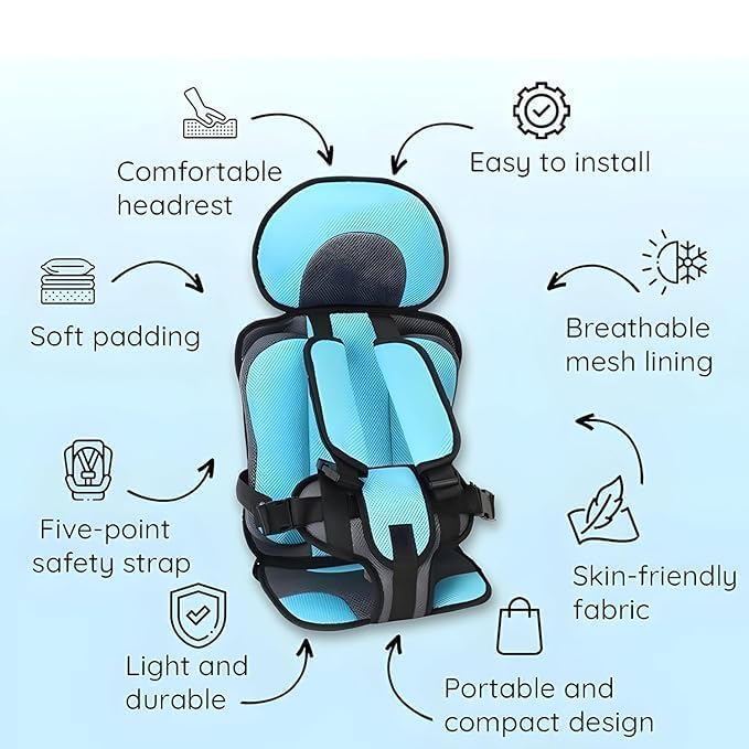 Baby Car Seat Cushion with Safety Belt Portable Toddler Booster Seat Soft Sitting Mat for Kids Chairs