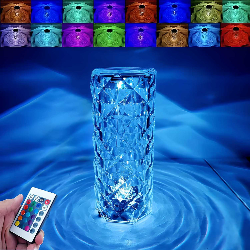 Crystal Table Lamp 16 Color Changing RGB Rose Diamond (Multi-Color)