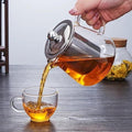 Round Glass Tea Pot with Heat Resistant Stainless Steel Infuser Perfect for Tea and Coffee Maker