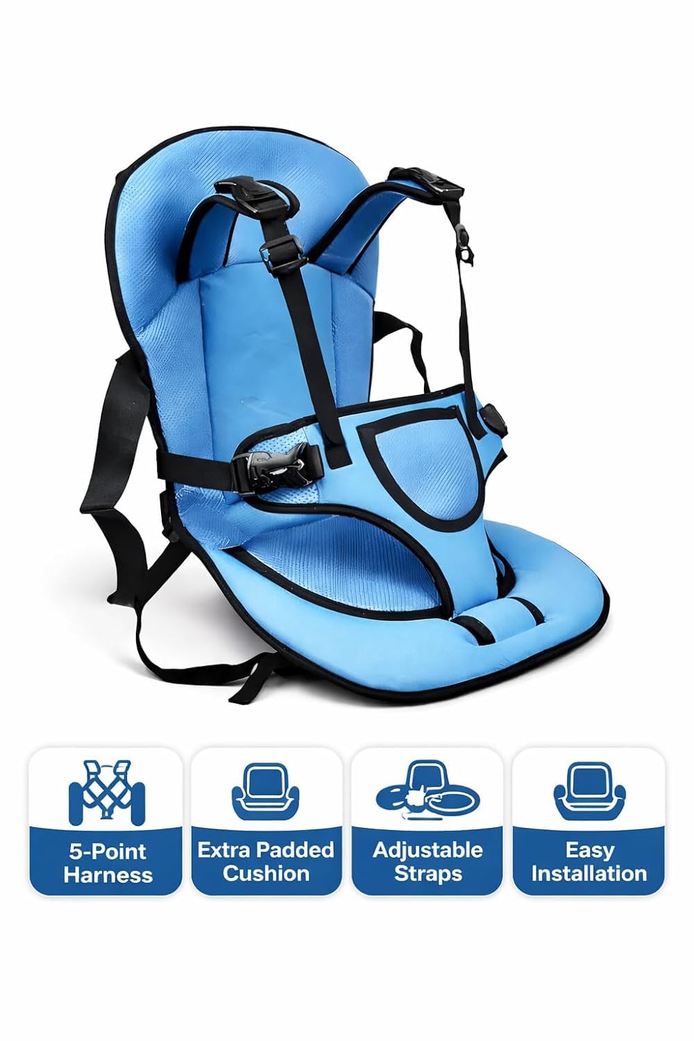 Baby Car Seat Cushion with Safety Belt Portable Toddler Booster Seat Soft Sitting Mat for Kids Chairs