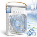 Portable Air Cooler Fan with Water Tank & USB Power - Mini Personal Evaporative Cooler with 3 Speeds, Mist Humidifier, LED Light, Quiet Cooling for Home, Office, Bedroom