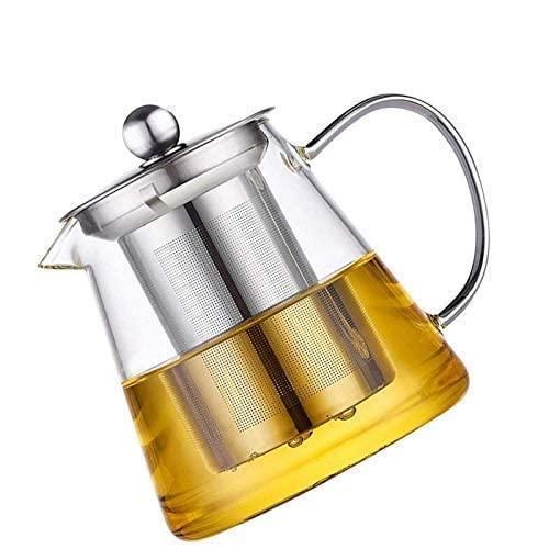 Round Glass Tea Pot with Heat Resistant Stainless Steel Infuser Perfect for Tea and Coffee Maker