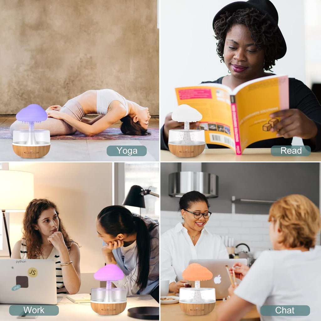 Humidifier for Home and Cloud Rain Diffuser and Snuggle Cloud, Light Humidifier - Raindrop Humidifier, Relaxing Sound, Essential Oil Diffuser for Home Office (Rain Cloud Humidifier)