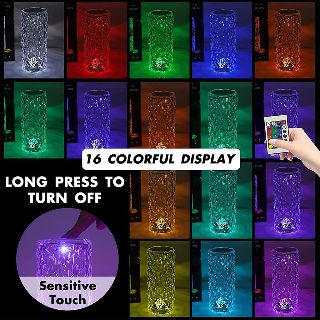 Crystal Table Lamp 16 Color Changing RGB Rose Diamond (Multi-Color)