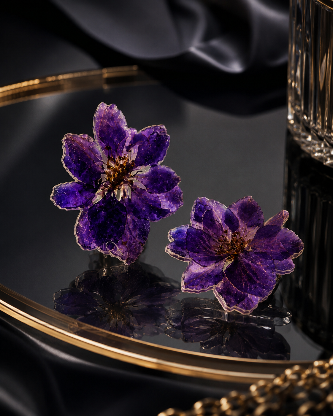 Purple Larkspur Real Flower Handcrafted Resin Earrings