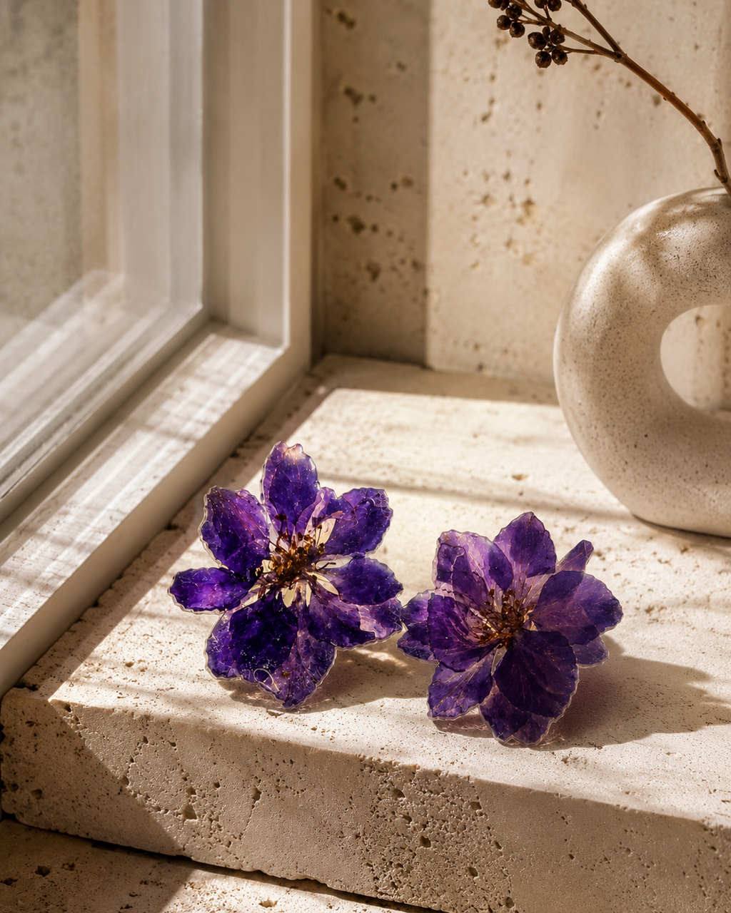 Purple Larkspur Real Flower Handcrafted Resin Earrings