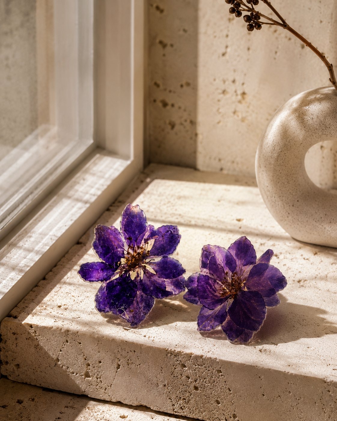 Purple Larkspur Real Flower Handcrafted Resin Earrings