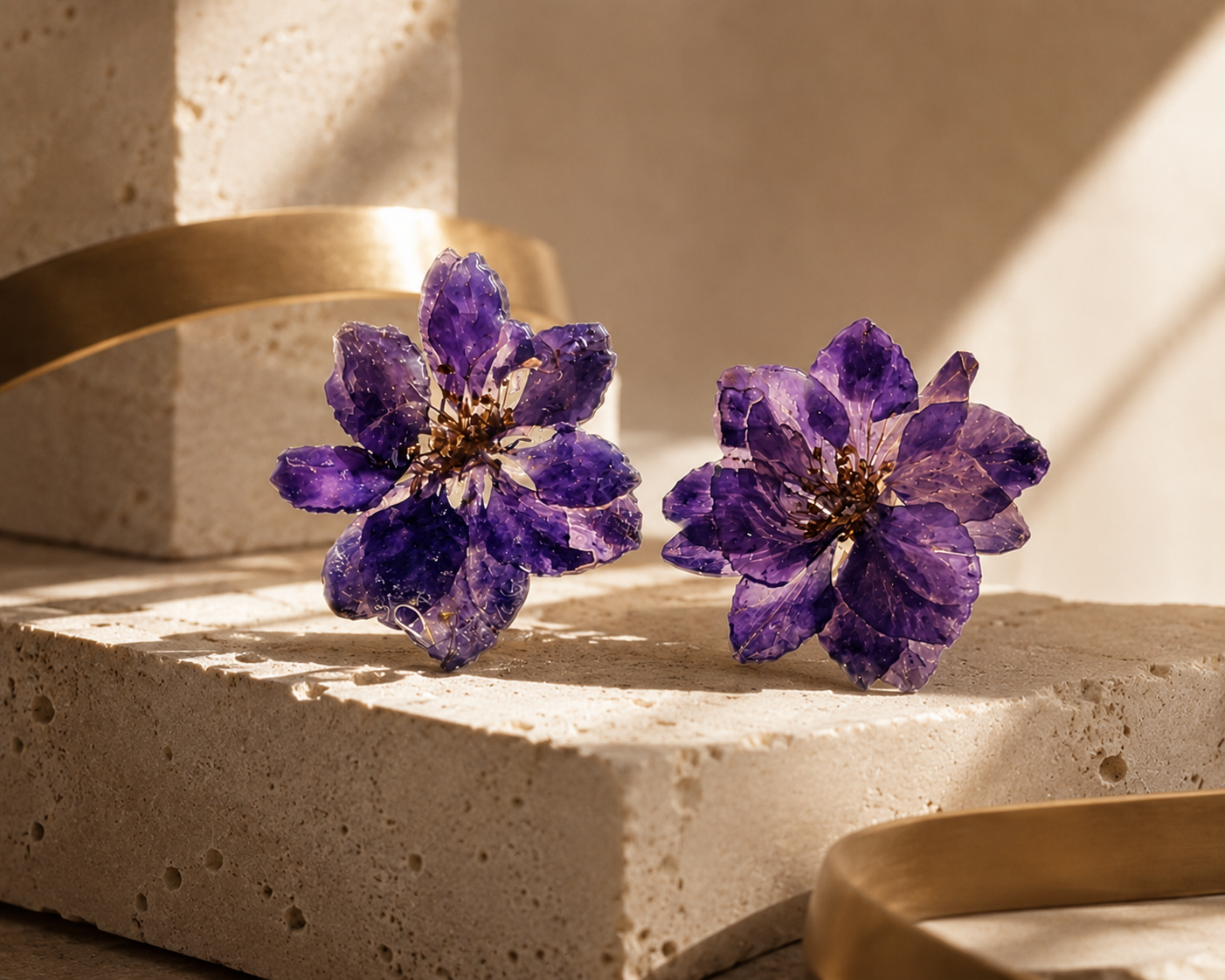 Purple Larkspur Real Flower Handcrafted Resin Earrings