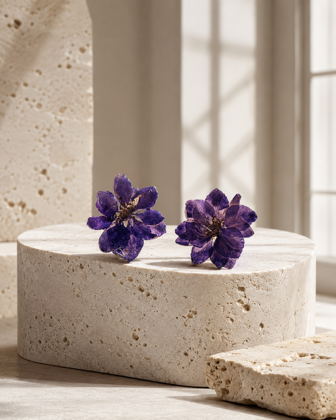 Purple Larkspur Real Flower Handcrafted Resin Earrings