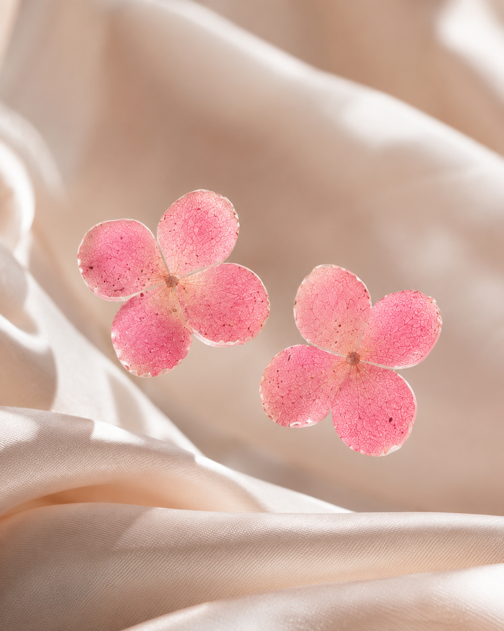 Pink Hydrangea Real Flower Handcrafted Resin Earrings