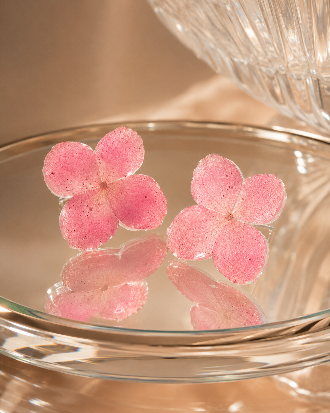 Pink Hydrangea Real Flower Handcrafted Resin Earrings