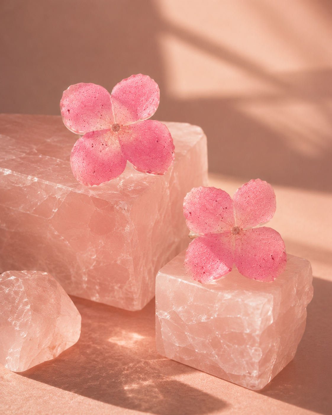 Pink Hydrangea Real Flower Handcrafted Resin Earrings