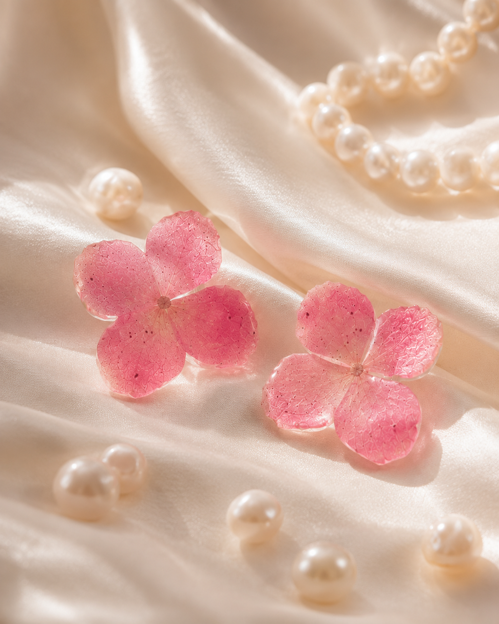 Pink Hydrangea Real Flower Handcrafted Resin Earrings