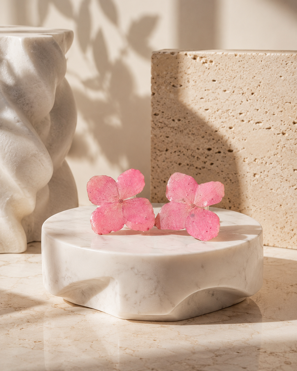 Pink Hydrangea Real Flower Handcrafted Resin Earrings