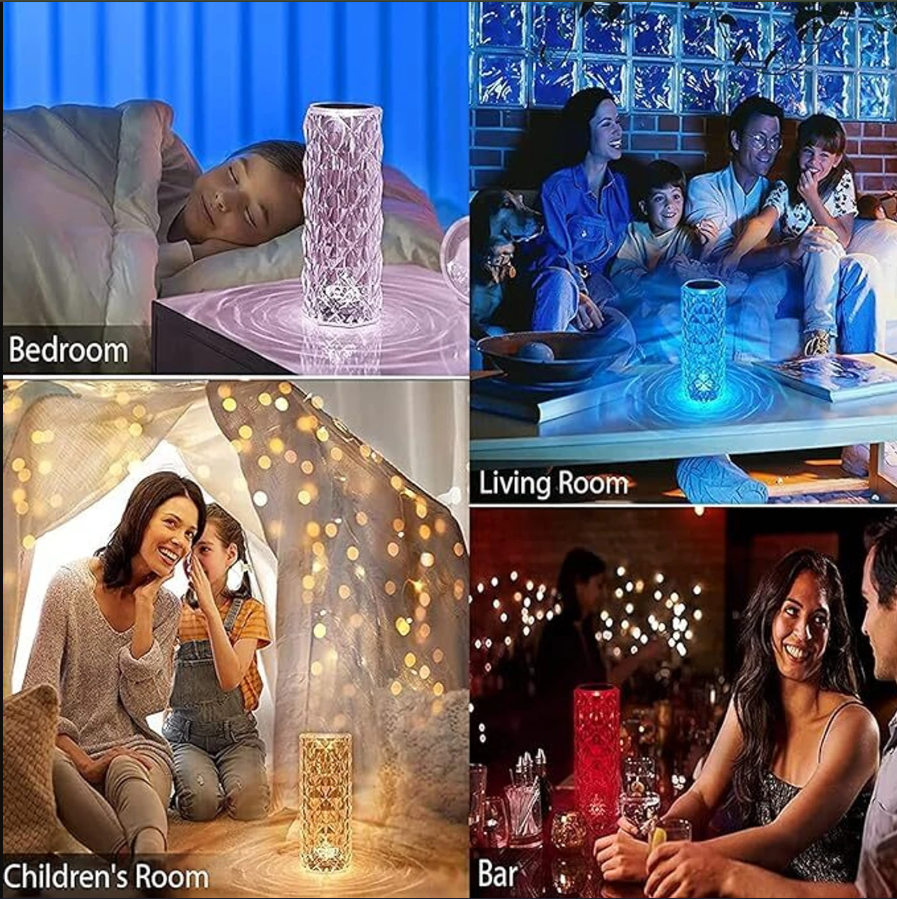 Crystal Table Lamp 16 Color Changing RGB Rose Diamond (Multi-Color)