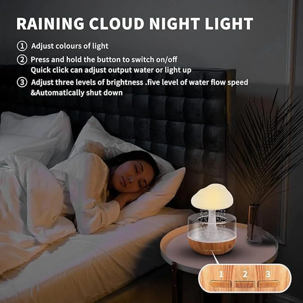 Humidifier for Home and Cloud Rain Diffuser and Snuggle Cloud, Light Humidifier - Raindrop Humidifier, Relaxing Sound, Essential Oil Diffuser for Home Office (Rain Cloud Humidifier)