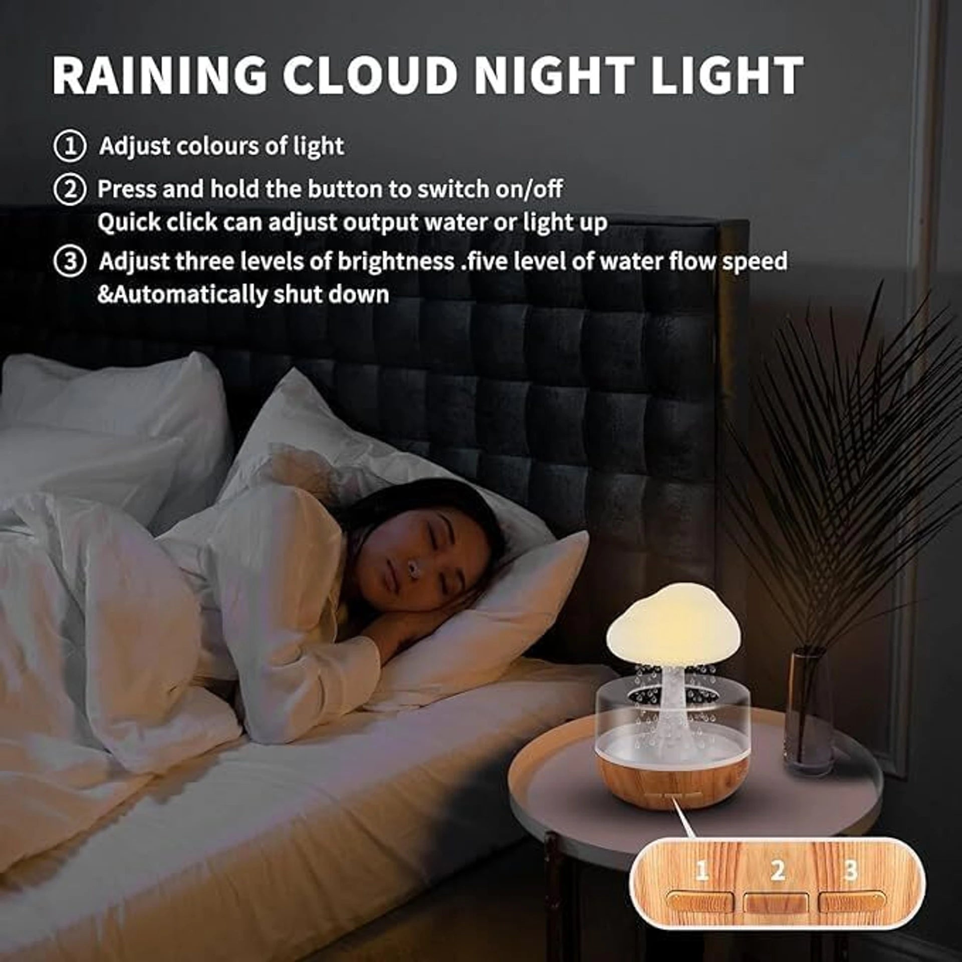Humidifier for Home and Cloud Rain Diffuser and Snuggle Cloud, Light Humidifier - Raindrop Humidifier, Relaxing Sound, Essential Oil Diffuser for Home Office (Rain Cloud Humidifier)
