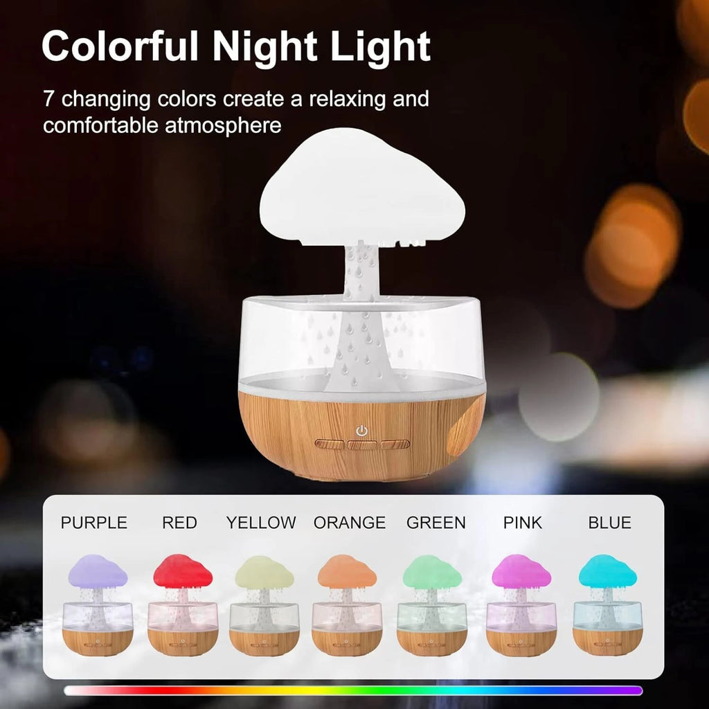 Humidifier for Home and Cloud Rain Diffuser and Snuggle Cloud, Light Humidifier - Raindrop Humidifier, Relaxing Sound, Essential Oil Diffuser for Home Office (Rain Cloud Humidifier)