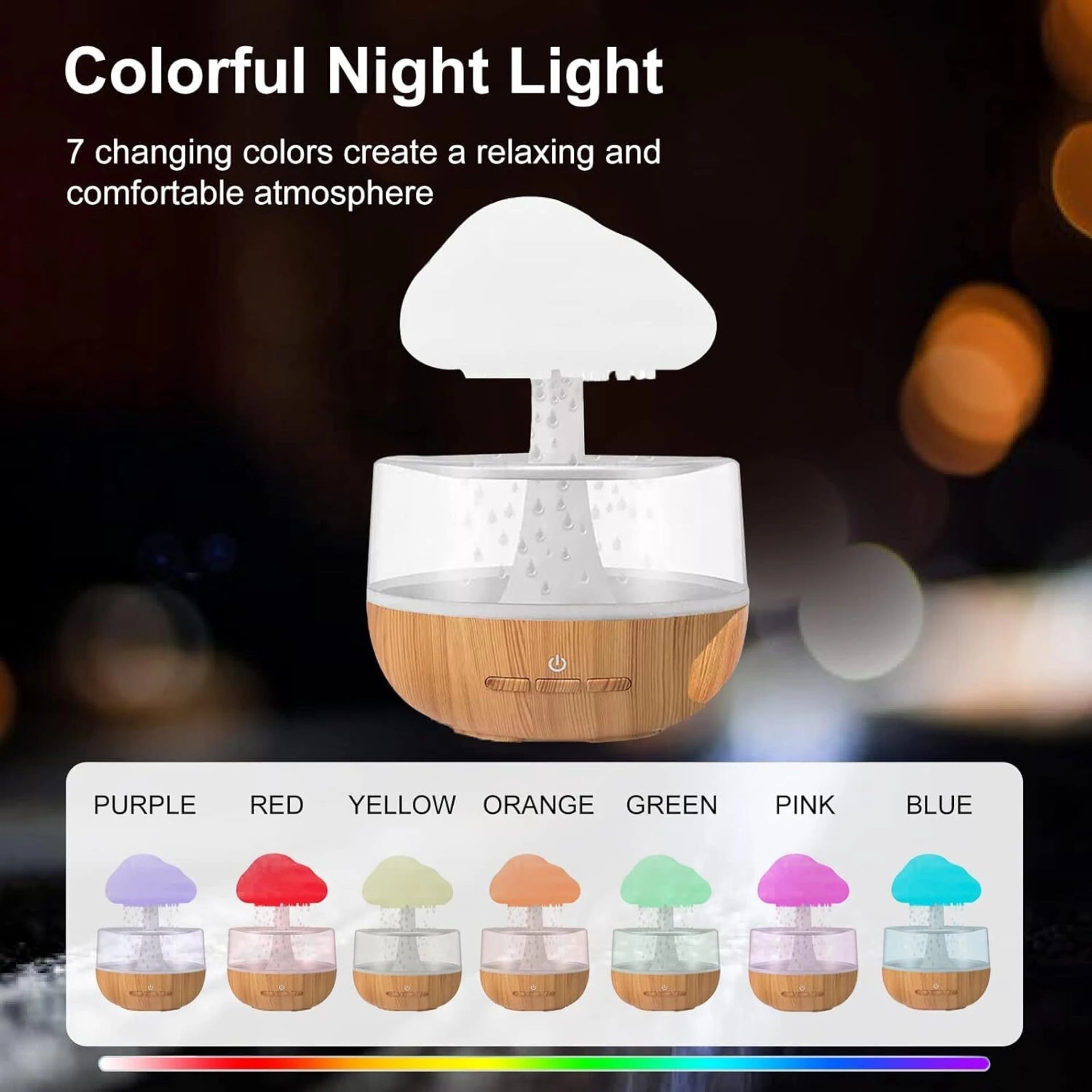 Humidifier for Home and Cloud Rain Diffuser and Snuggle Cloud, Light Humidifier - Raindrop Humidifier, Relaxing Sound, Essential Oil Diffuser for Home Office (Rain Cloud Humidifier)